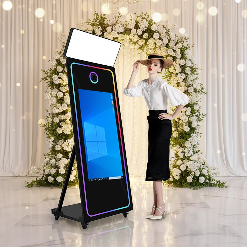 With 43 Touch Screen For Evens Party In US EU Warehouse //2026 Popular Selfie AI Photobooth Mirror 70inch