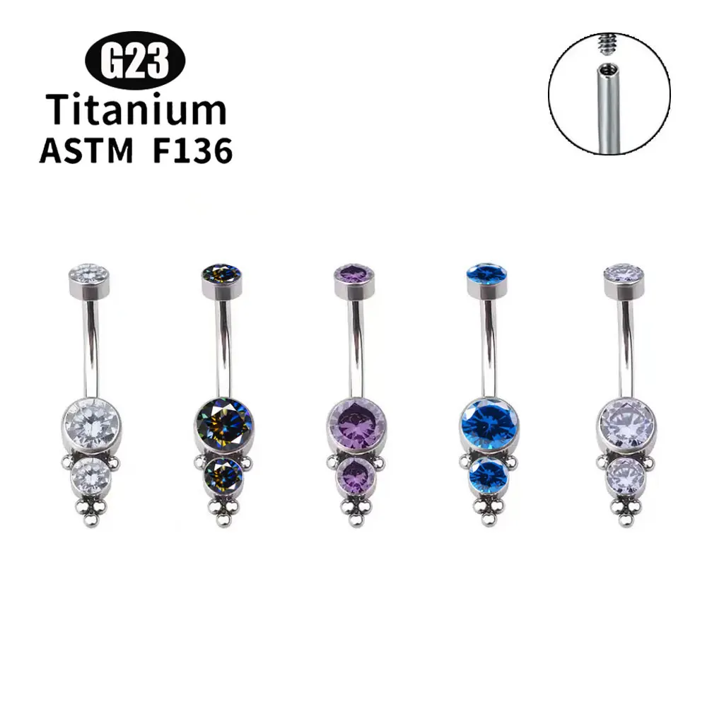 

G23 Titanium Hot Selling Prong Set Cz Opal Navel Ring Piercing navel ring belly button titanium