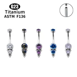 G23 Titanium Hot Selling Prong Set Cz Opal Navel Ring Piercing navel ring belly button titanium