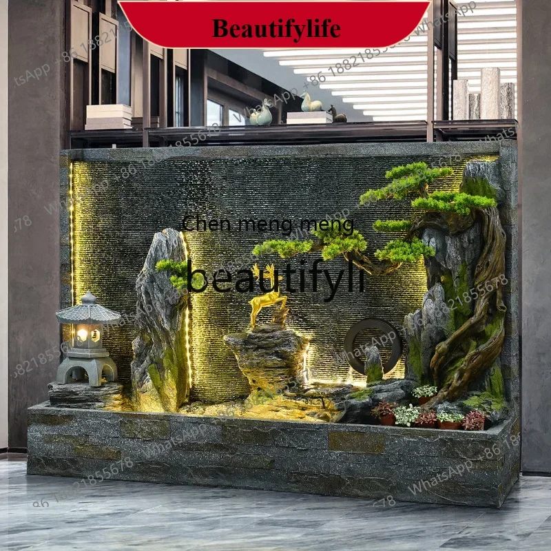

D178 Water curtain wall rockery flowing water fountain landscape circulating water outdoor garden landscape landing