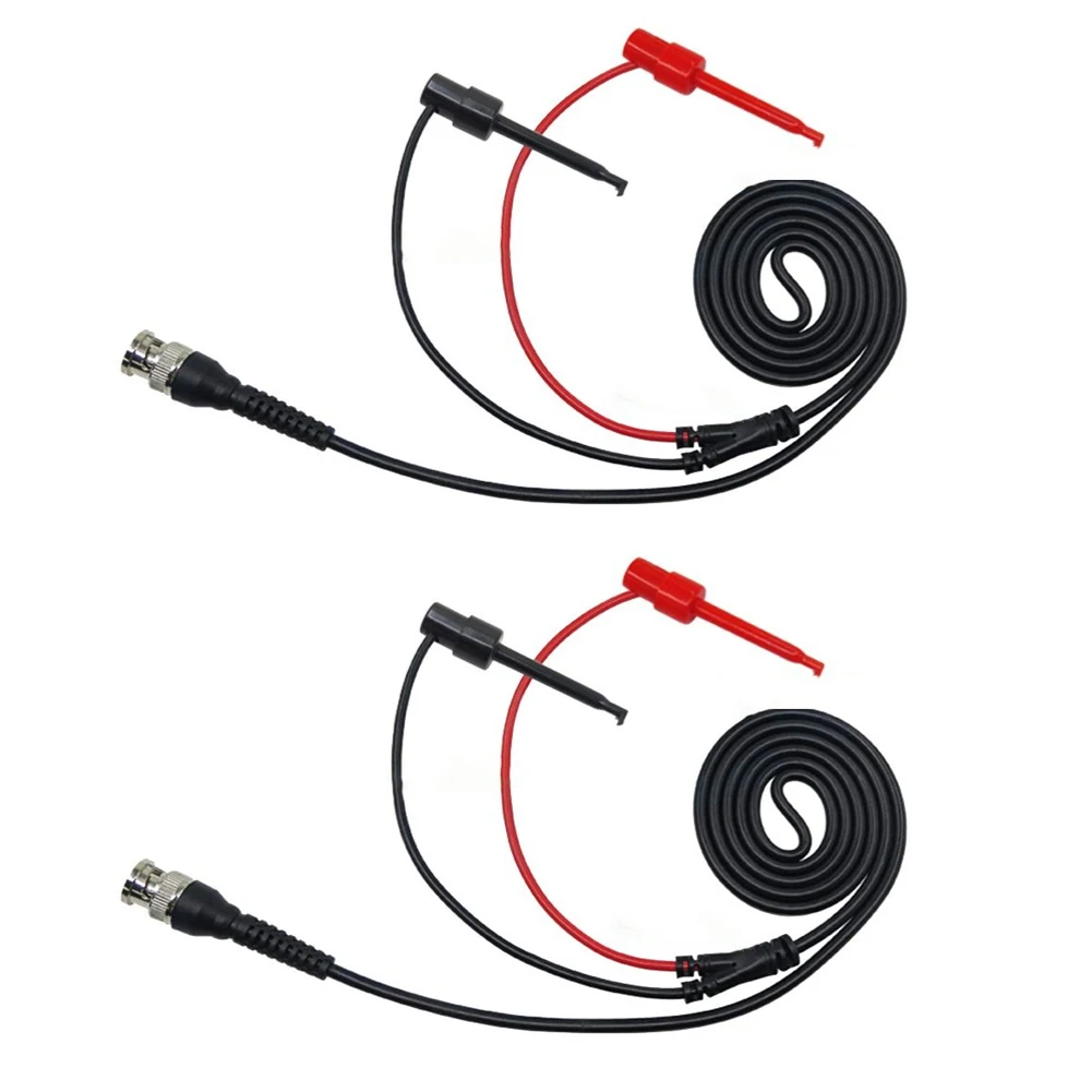 BNC Male to Dual Test Hooks Twin Pack of 120cm Long Cables for Oscilloscope Use in Home or Professional Settings