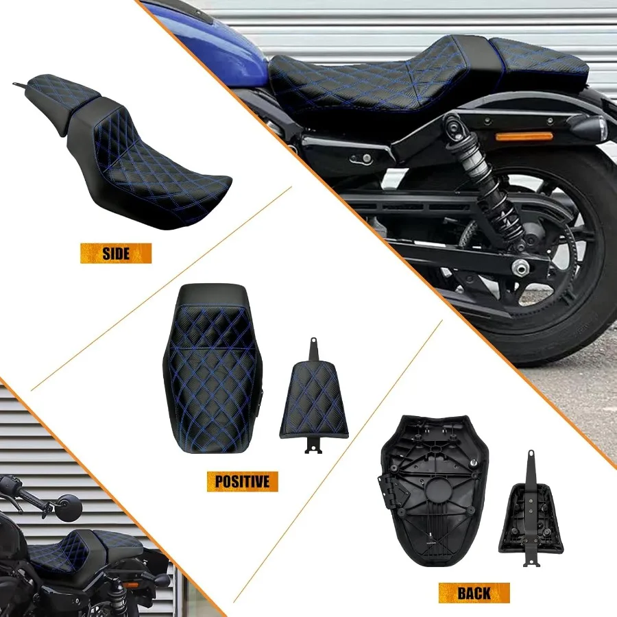 دراجة نارية الجبهة سائق متسابق مقعد الركاب الخلفي بيلايون وسادة مقعد جلدية قطعة واحدة مقعد صالح ل هارلي نايتستر RH975 RH9