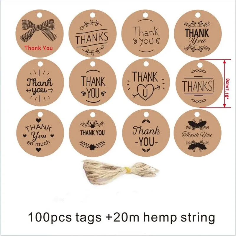 100pcs kraft paper gift hang tags, latest 3cm circular 300g cardboard hang tags, cookies, favorite hang tags, hot selling