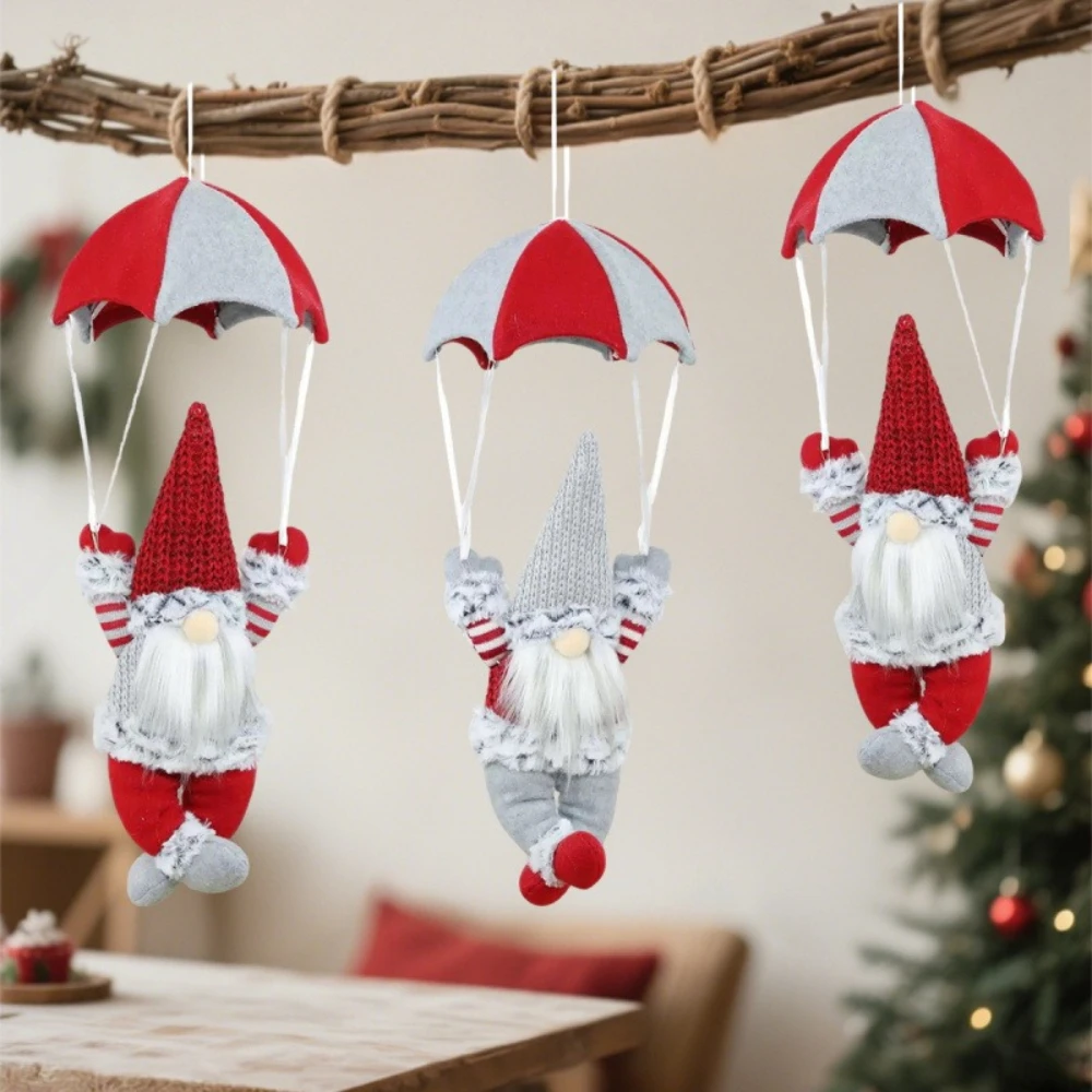 

Christmas Decoration Shopping Mall Store Scene Arrangement Festival Dress Christmas Faceless Skydiving Old Man Parachute Pendant