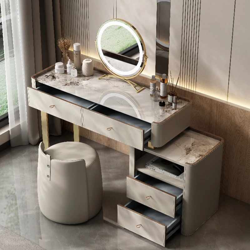 Stool Mirror Vanity Table Organizer Nordic Modern Luxury Makeup Dressing Table Drawer Storage Vanitty Tocador Bedroom Furniture