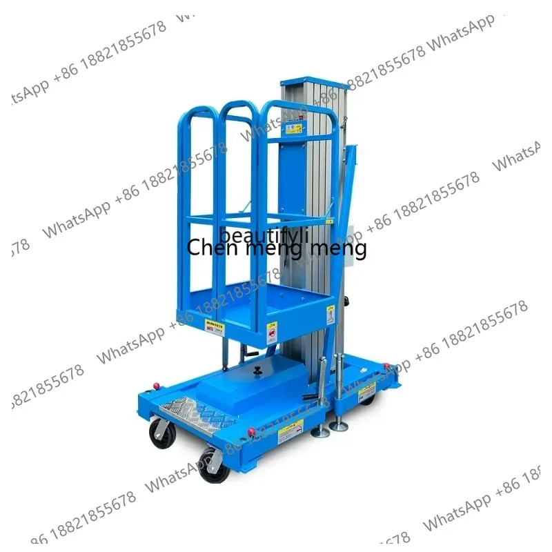 

LHY26ss Aluminum-Alloy Lift Mobile Electric Hydraulic Ascending Dispatch Trolley Single Column 6 M Warehouse Hydraulic Aerial Ca