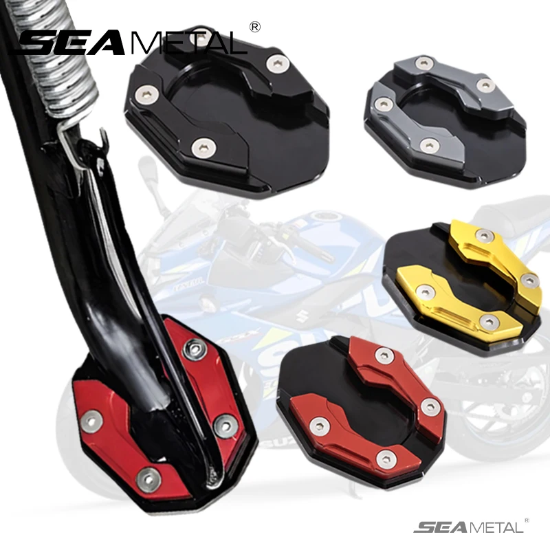 SEAMETAL Motorcycle Side Stand Cover Aluminum Alloy Motorbike Stop Stands Pad Universal Bicycle Foot Extension Kickstand Covers