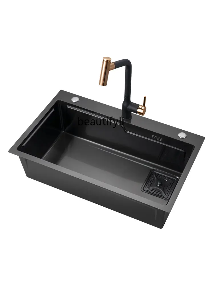 Handmade Nano Sink Single Sink Thickened 304 Stainless Steel Vegetable Washing Sink Large Single Sink Scullery Kitchen