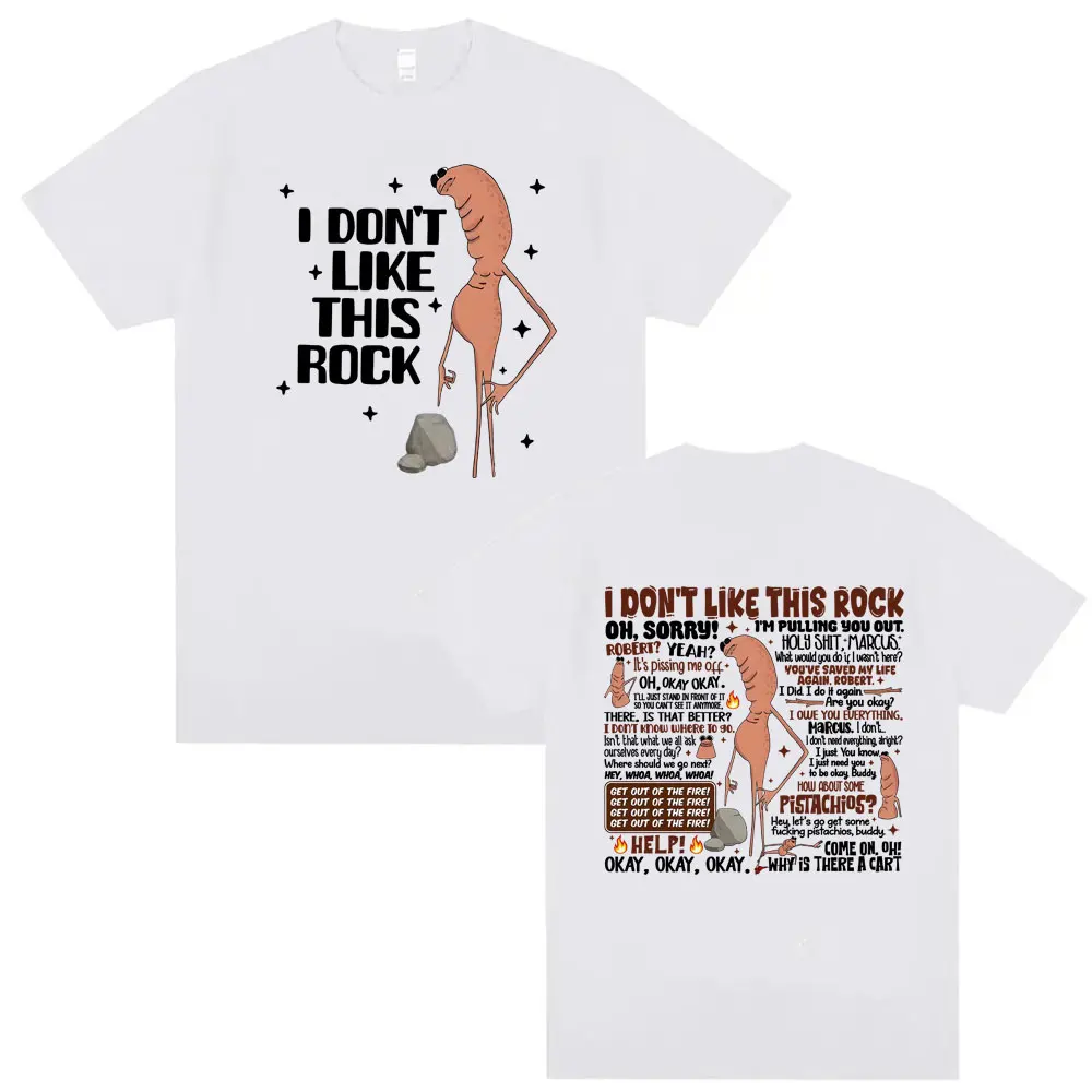 Tee Shirt Homme Graphic T-Shirts Men Tshirt for Men Ropa Hombre I Dont Like This Rock Funny Marcus The Worm Meme Short Sleeved