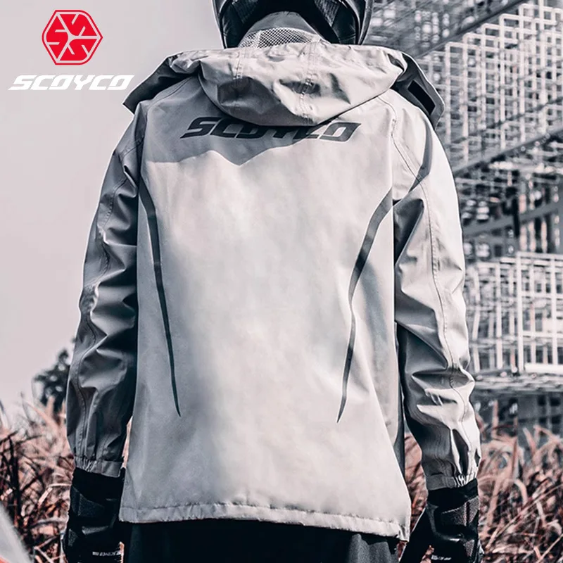 SCOYCO Motorcycle Split Raincoat Set Rainstorm Prevention Motorcycle Jacket Men Reflective Breathable Motocross Riding Raincoat