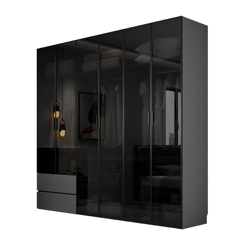 Black Modular Wardrobes Closet Wooden Doors Large Saving Storage Wardrobes Cute Space Tall Guarda Roupas Furniture For Home