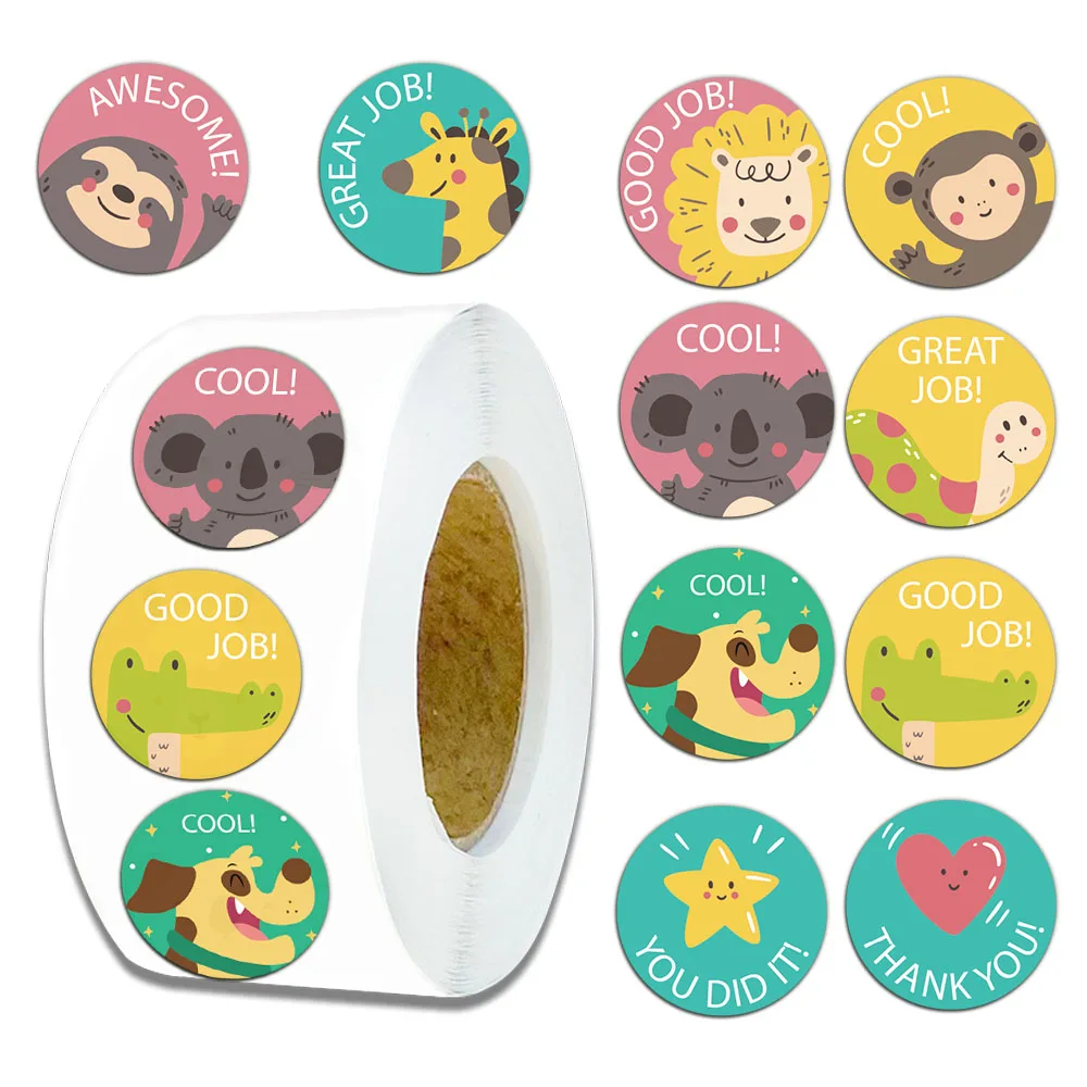 500PCSins Inspirational Cartoon Cute Animal Adhesive Sticker Stationery Sealing Label