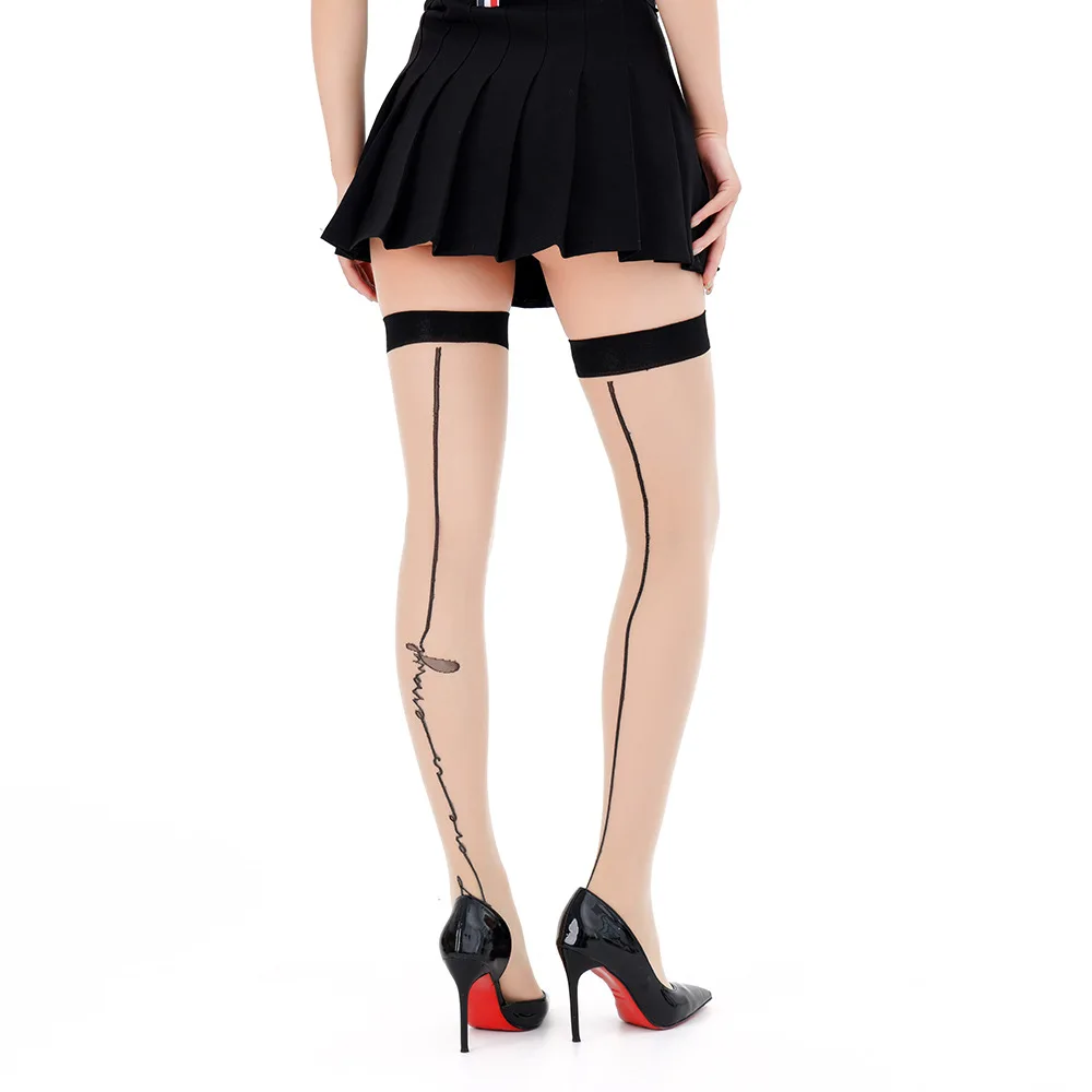 

1pair Sexy Lace Stockings Line Thin Nylon Long Socks Stockings Transparent Thigh High Stockings Anti-slip Stocking