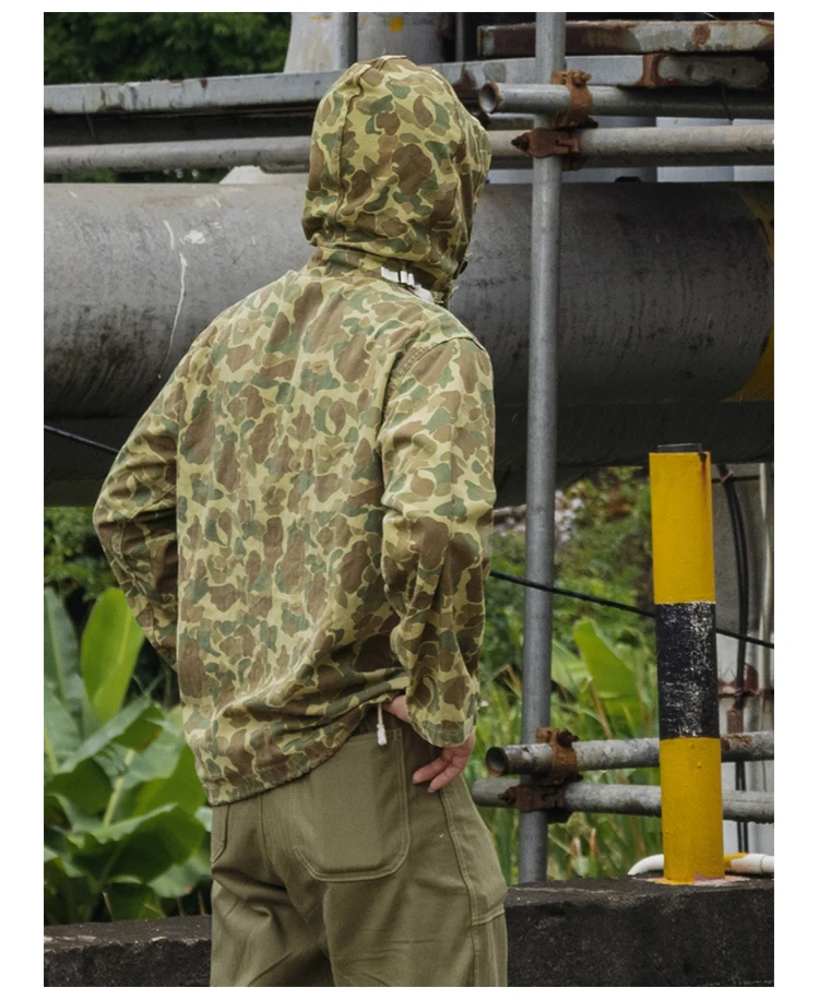 Rugged Bronson Selvage Denim GUNNER SMOCK Artillery Hand Protective Pullover Hooded Camouflage Blouse
