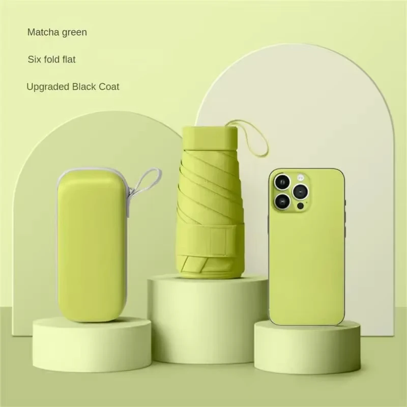 1PC Portable Mini Pocket Umbrella Popular Multi-color Folding Portable Six-fold Umbrella Rainy And Sunny Dual-use Umbrella