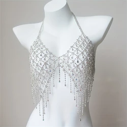 Sexy Sparkling Mesh Crystal Bra Chain Jewelry Women's Fashion Luxury Ball Party Rhinestone Bra Chain Jewelry Body Jewelry