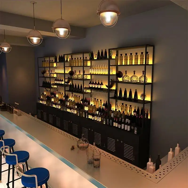 Clube montado na parede armários de vinho armazenamento de canto industrial comercial rack de vinho titular adega barzinho móveis do hotel