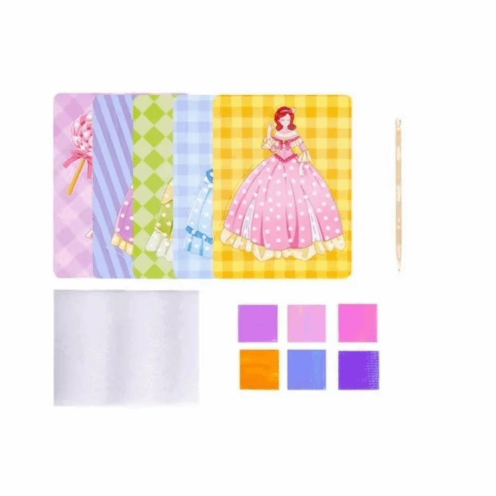 Creative Princess Theme Poke Art Puzzle Handmade Fairy Tale Hand Poke Painting DIY Sticky Dress Up Sticker Book Birthday Gift