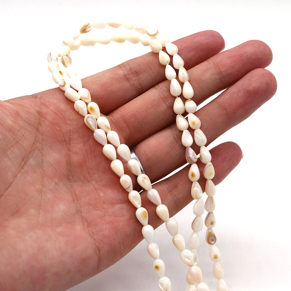 أبيض/أحمر المياه العذبة الطبيعية شل الخرز 1 حبلا 5x8 مللي متر الأرز على شكل الصباغة فضفاض حبة DIY بها بنفسك صنع سوار قلادة الإكسسوارات