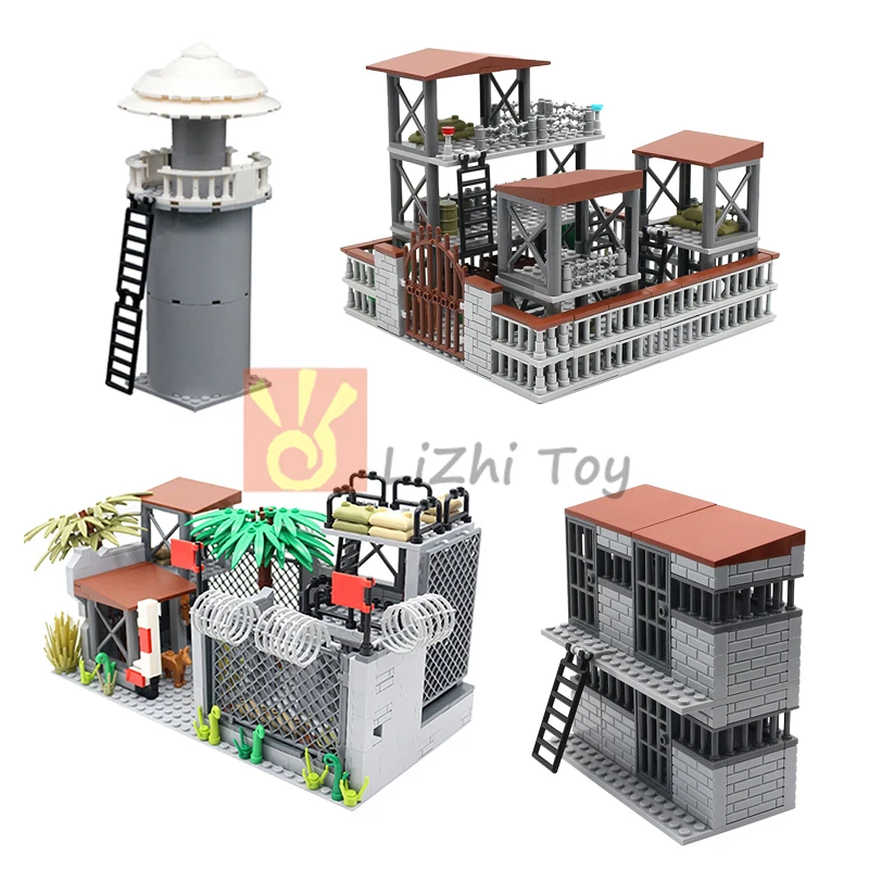 MOC Military Wire Mesh Scene Defense Watchtowers Command Bases Signal Towers Army Soldiers Figuren ​ Bausteine Ziegel Spielzeug – Detail 5