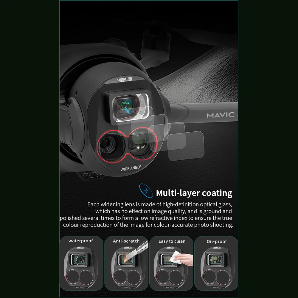 DJI 매빅 4 프로용 광각 렌즈 필터 촬영 범위 확대 HD 글래스 렌즈 필터 DJI 매빅 4 프로 드론 액세서리