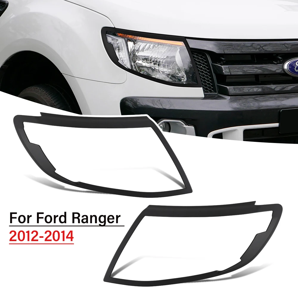 

For Ford Ranger 2012-2014 T6 Headlight Tail Lights Cover Wildtrak XLT Car Exterior Accessories ABS Black Front Rear Lamp Hoods