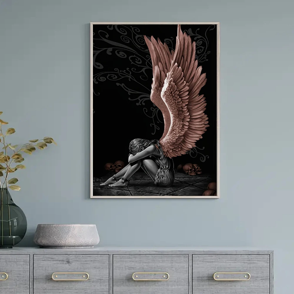 Classic Vintage Wall Art Angel Wings HD Canvas Printed Poster Home Living Room Bedroom Hallway Decorative Painting