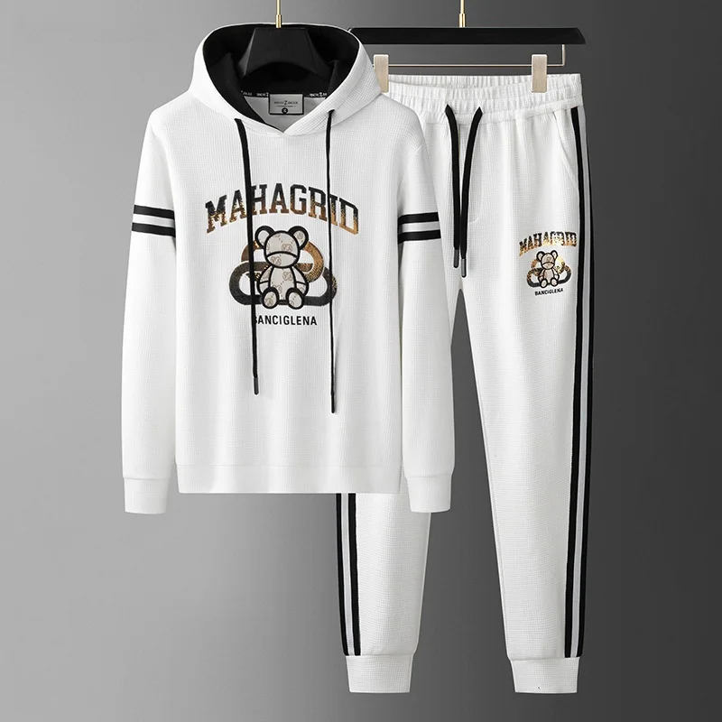 

Casual Embroidered Bear Sweatirt Set Men's Faionable Sportswear Two-Piece Suit Autumn New Arrival European Sle