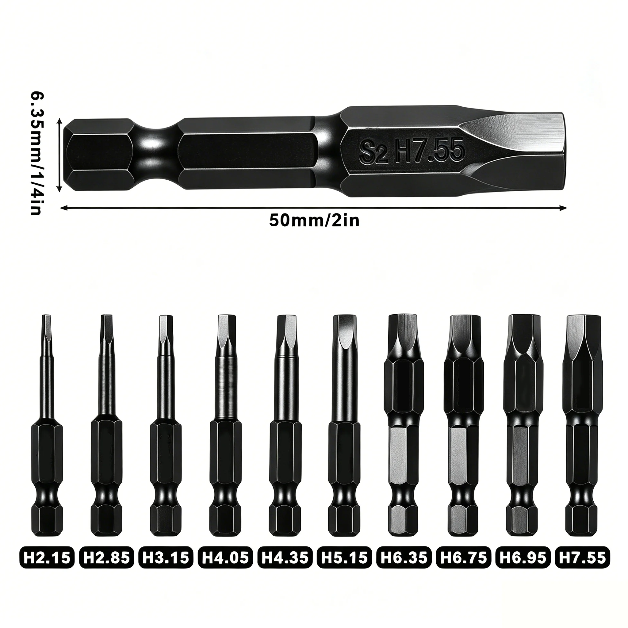 10Pcs  50mm 5-Point Magnetic Pentagon Security Bit Set – 1/4