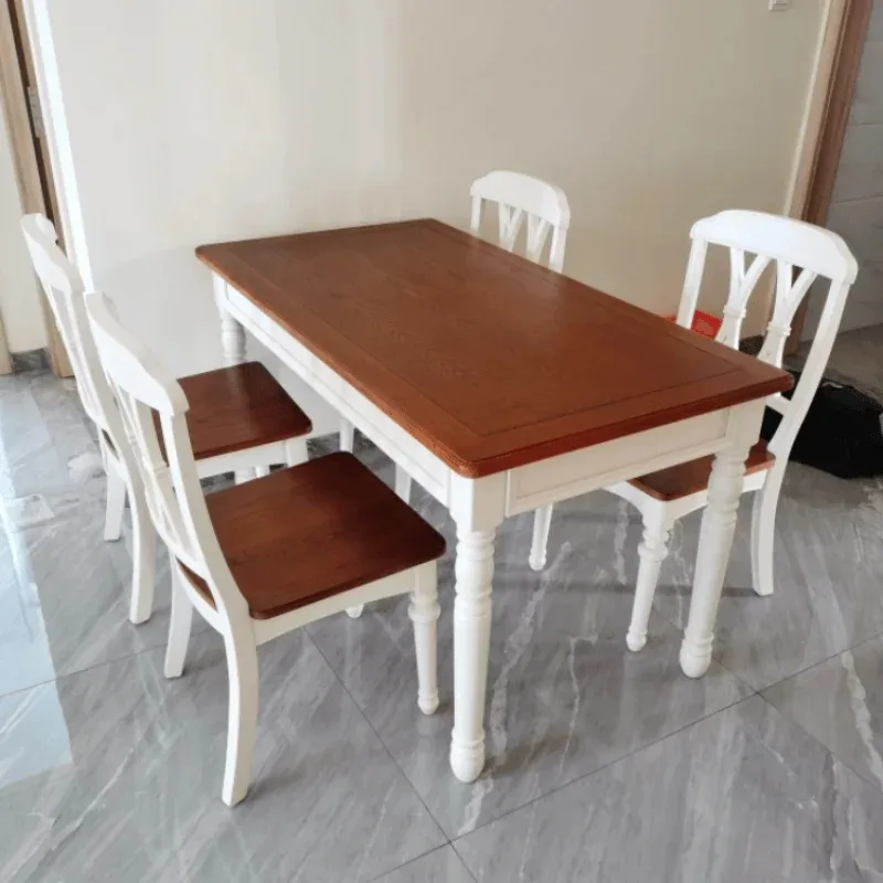 

Brown White Dining Table Set Design Modern Unique Wooden Hotel Dining Table Salon Luxury French Mesa De Jantar Furniture Home