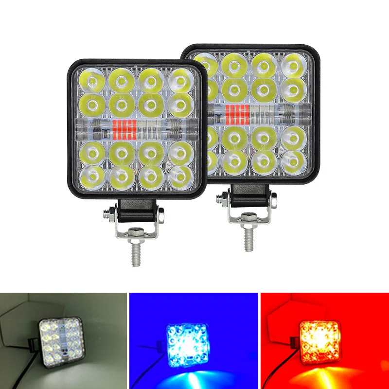 Barra de Luz LED para Auto MINI de 3 Pulgadas, 48W, 16SMD, Luz de Trabajo Cuadrada, Luz Estroboscópica para Jeep, Camioneta, 4X4, Auto, SUV, ATV, Faros Delanteros