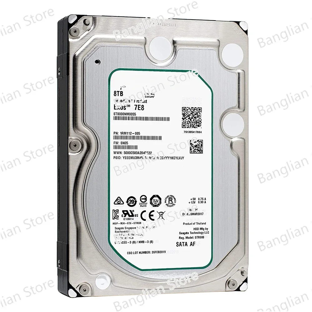 Used 8TB HDD Hard Disk Drive Exos 7E8 SATA 6.0Gb/s 7200 RPM 256MB Cache 3.5 Inch Enterprise Server PC Internal Hard Disk Drive