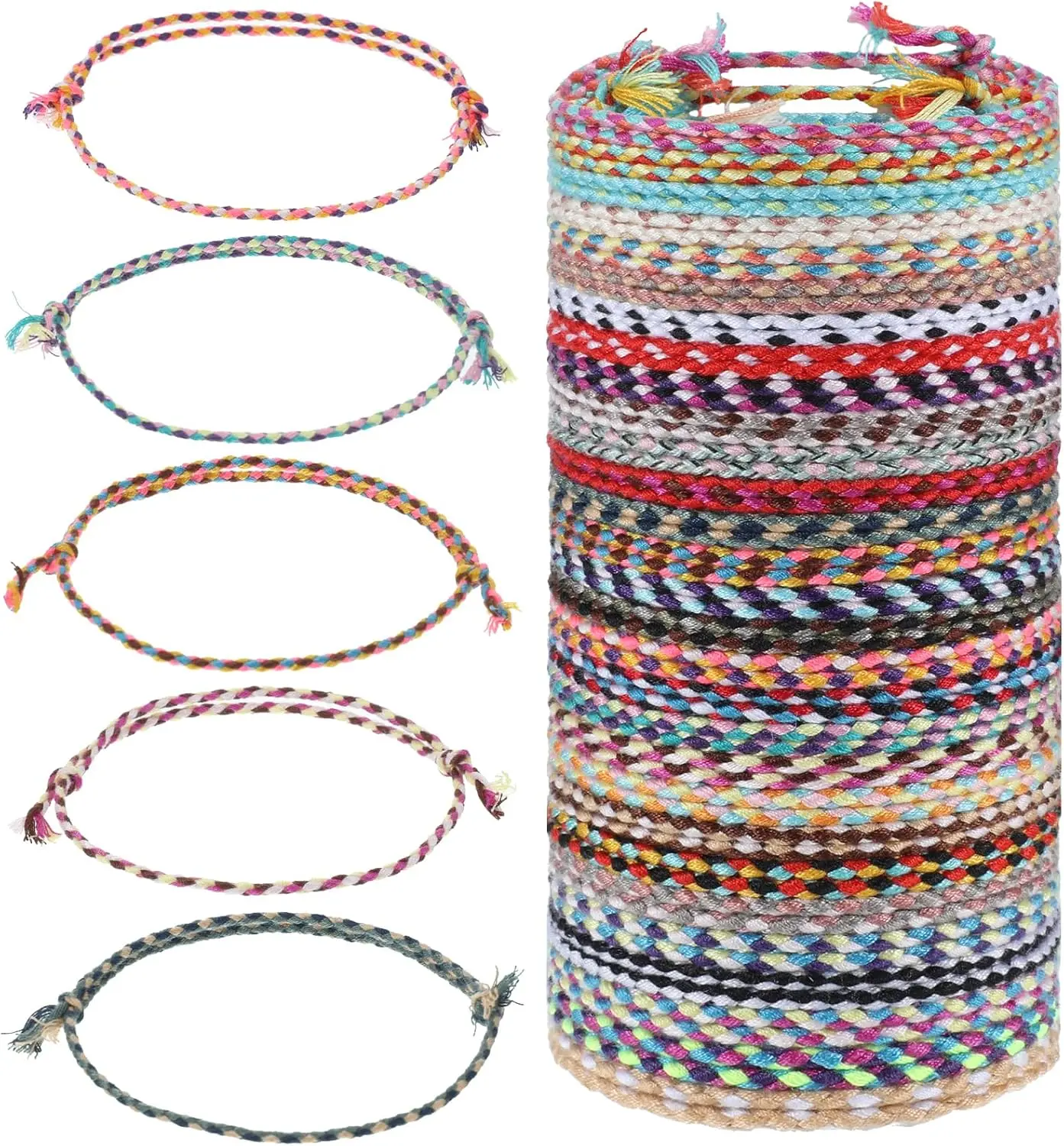 

Woven Wrap Friendship Bracelets for Women, 30Pcs Colorful Adjustable String Bracelet Handmade Braided Friendship Ankle Bracelets