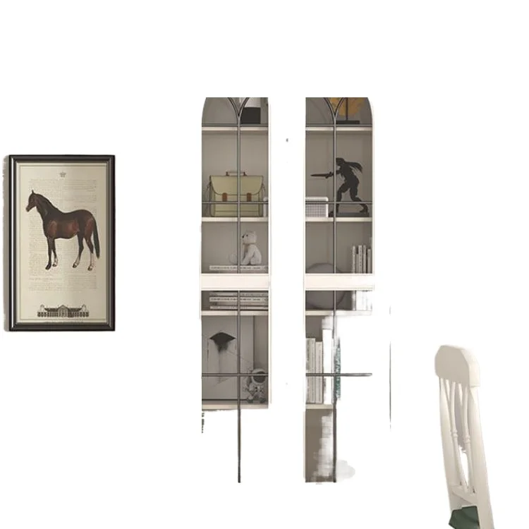 

American light luxury solid wood bookcase with door European wine cabinet shelf French retro glass