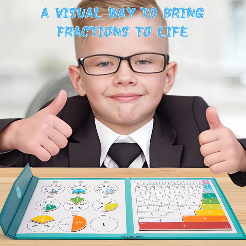 Livre de fractions magnétiques pour enfants, livre de démonstration de fractions magnétiques, ensemble de carreaux et de cercles de fractions magnétiques