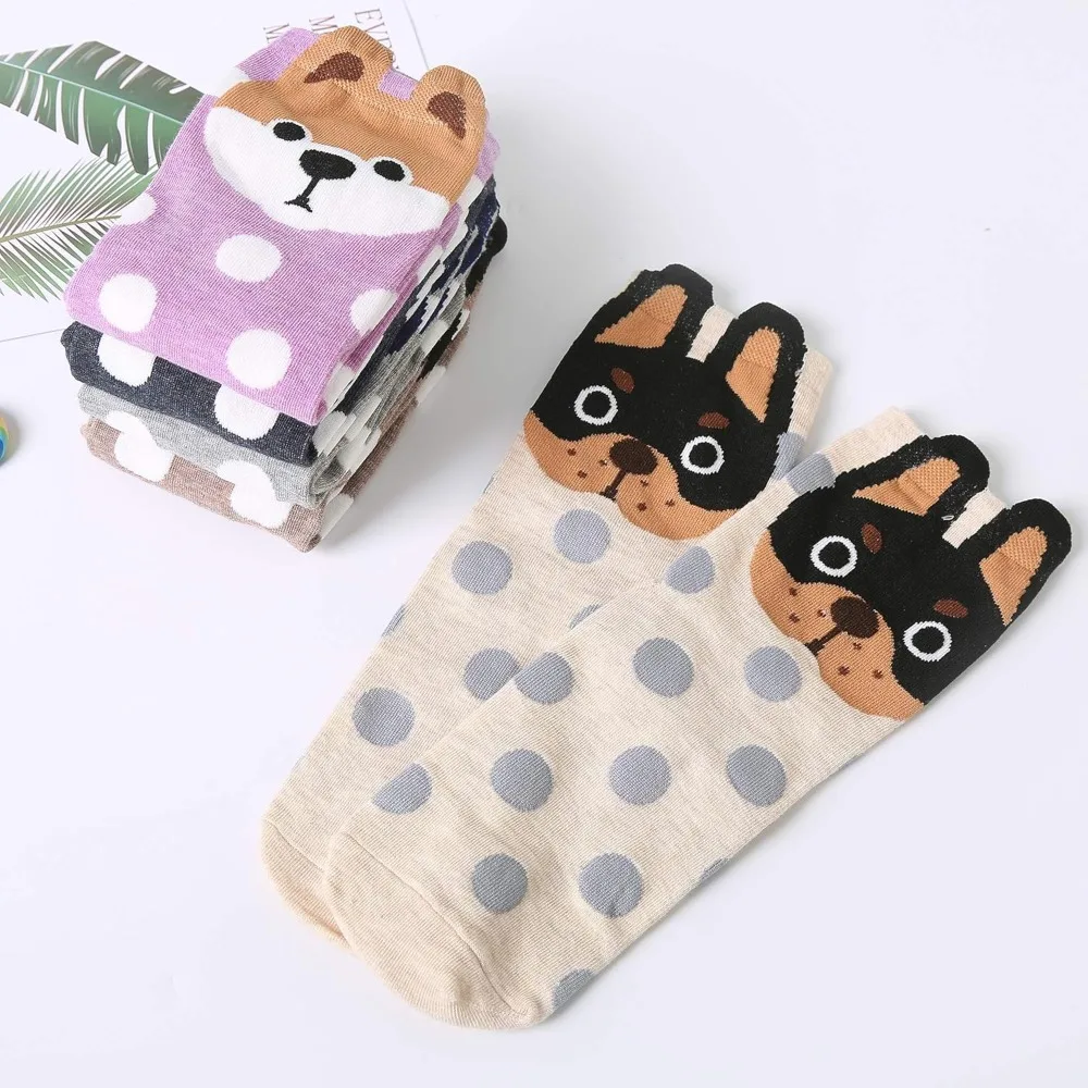 5 Pairs Womens Cute Animal Casual Socks, Girls Fun Cozy Cat Dogs Sock