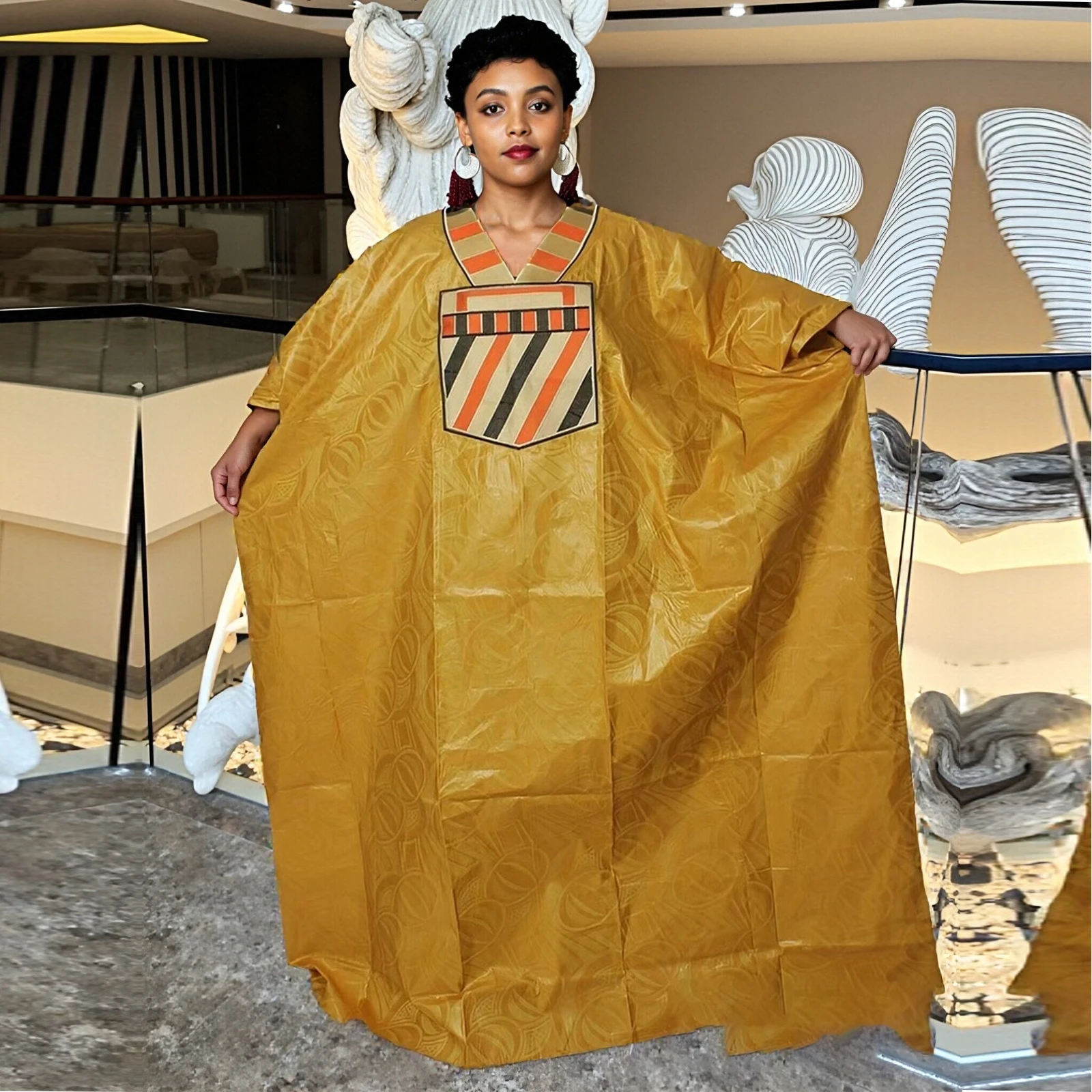 الملابس الأفريقية للنساء بازان الثراء التطريز حجم كبير فستان الكنيسة حفلة أنيقة #2