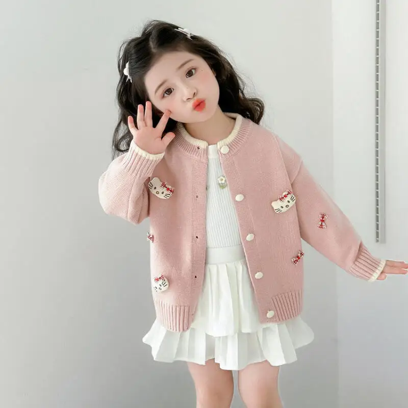 

Свитер для девочек в стиле аниме на Хэллоуин Sanrio Hello Kitty, осенний новый вязаный свитер с героями мультфильмов Kawaii, корейские милые и модные теплые топы