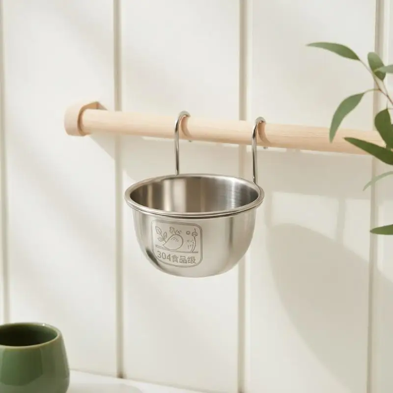 Stainless Steel Bird Feeder Bowl 1/2PCS Hanging Stable Locking Parrot Bath Cups Anti-Spill for Small Bird Cage Supplies