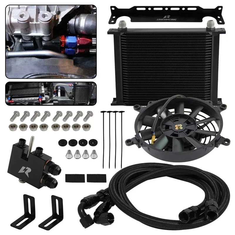 22/25/30 Row AN10 Oil Cooler Black w/7\