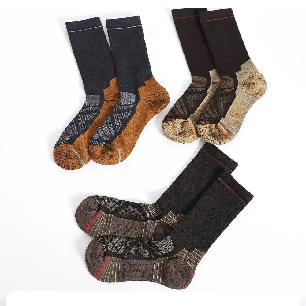 جوارب صوف ميرينو غامضة لتسلق الجبال، جوارب شتوية دافئة قابلة للتنفس، جوارب رياضية خارجية سميكة للرجال والنساء