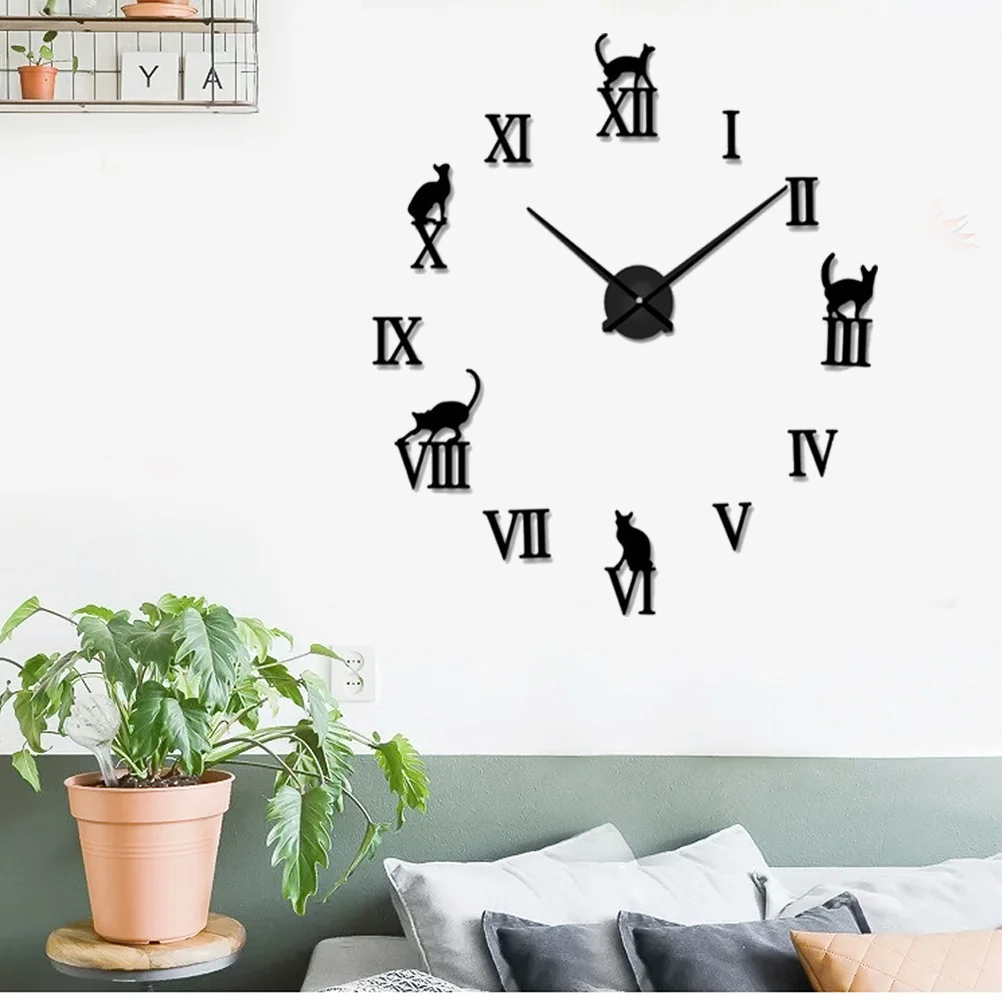 

Large Acrylic Digital Wall Clock Black Frameless Modern Silent Movement For Living Room Bedroom Bathroom Kitchen Office