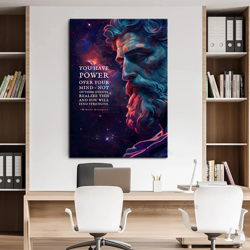 Porträt-Poster „Du hast die Macht über deinen Geist“, inspirierende Zitate, Leinwandgemälde, Wandkunstdrucke für Wohnzimmer, Heimdekoration
