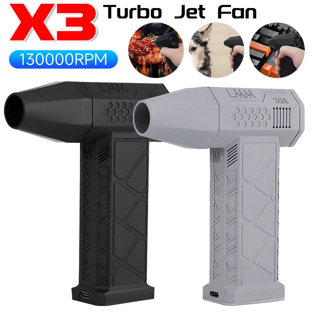 

Portable Air Blower 130000RPM Mini Turbo Jet Fan Brushless Motor Turbo Fan 52+M/S High Speed Duct Fan Computer Keyboard Cleaner