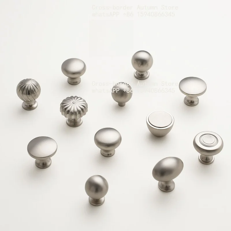 Minimalist silver brushed handle, simple French wardrobe, cabinet drawer, door single hole handle