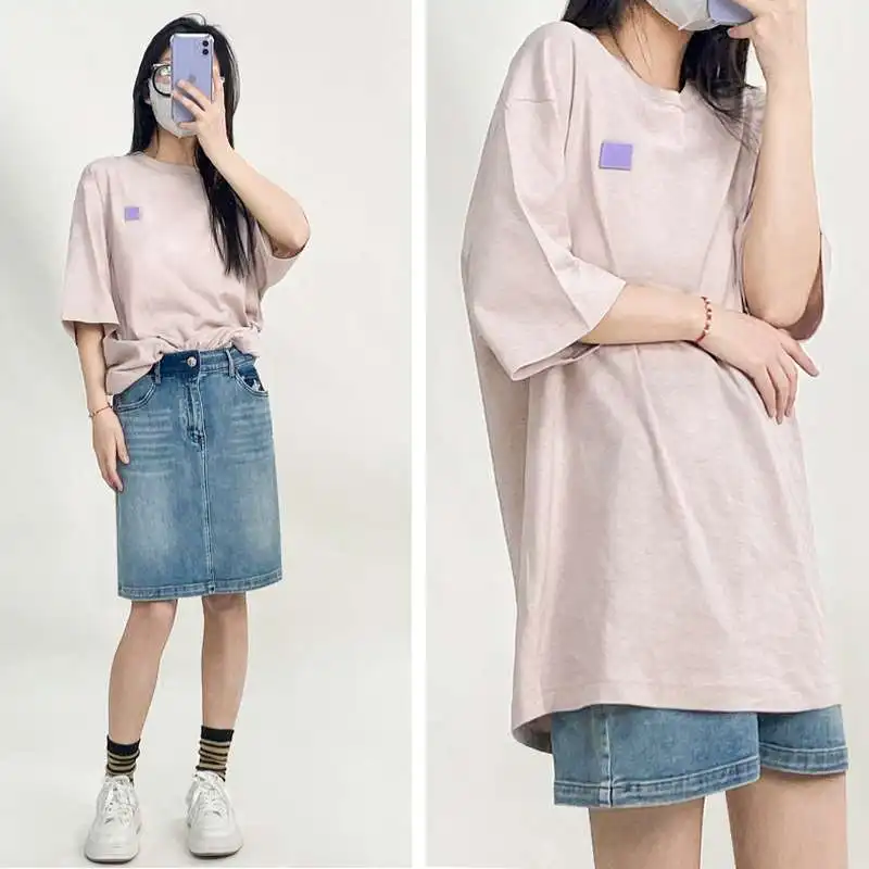 

Новая весенняя коллекция: Женская свободная повседневная футболка из хлопка и льна с круглым вырезом, однотонная, модная.