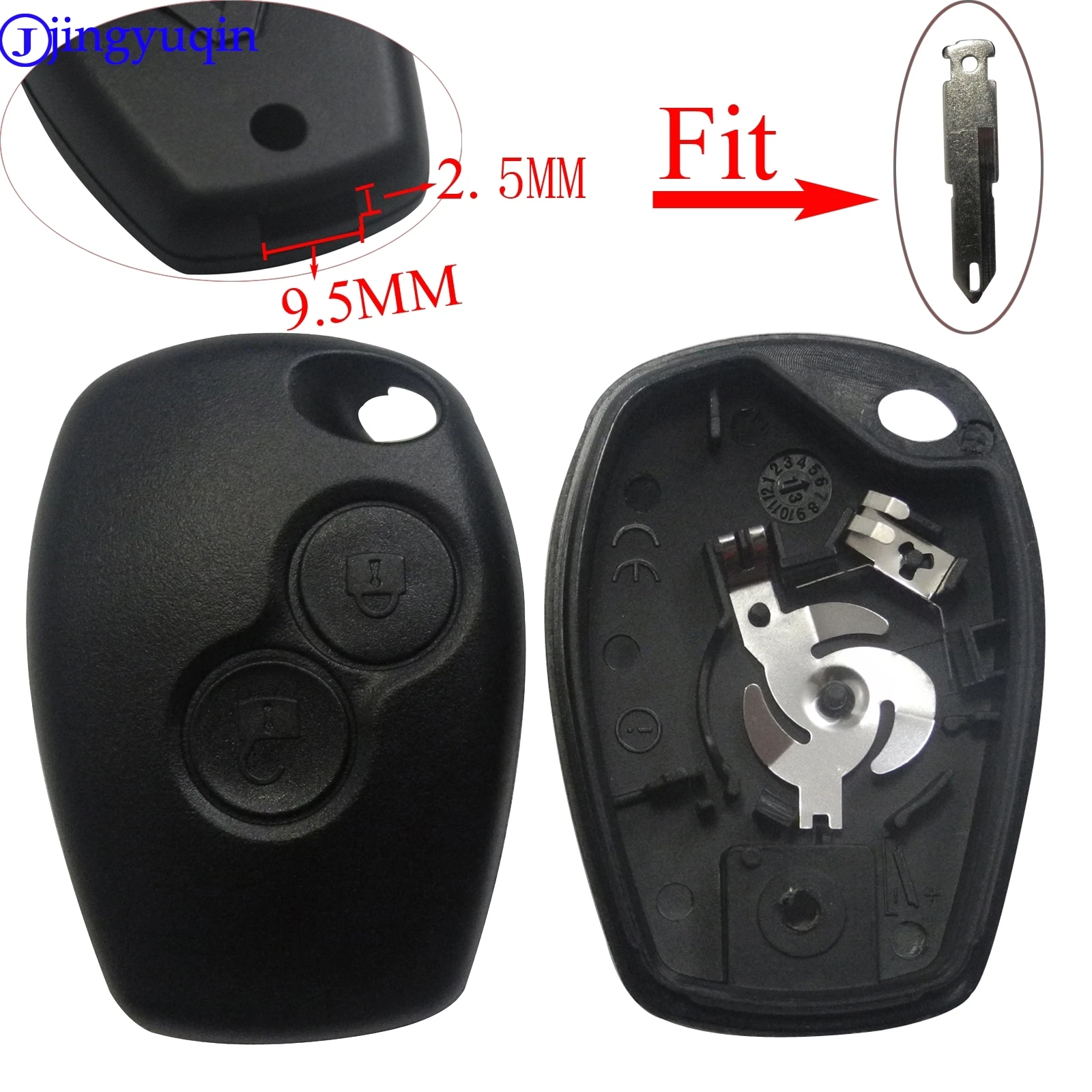 

jingyuqin Replacement Uncut Blank Blade Car Key Cover Case Fob For Renault Dacia Modus Clio 3 Twingo Kangoo Key Shell