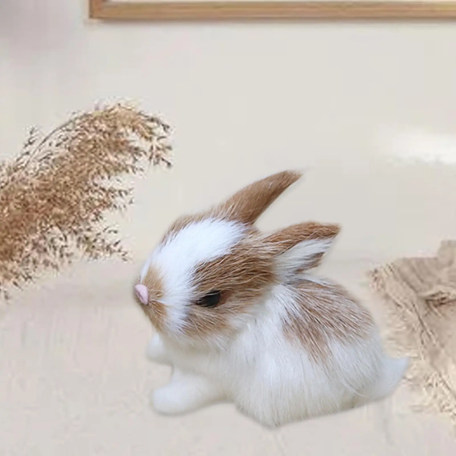 Realistic Furry Rabbit Toy Mini Model for Christmas Cake Topper Party Favor