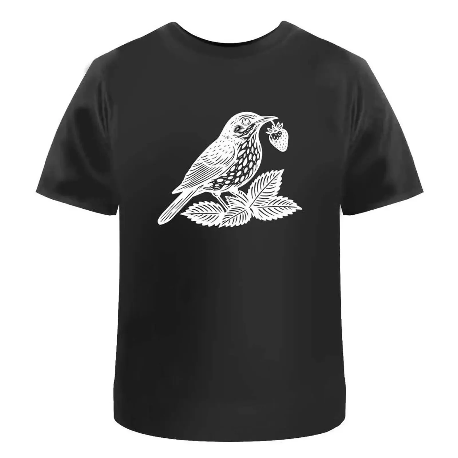 'Song Thrush amp Strawberry' T Shirt 100 Cotton S XXL TA047907 vintage Washed Casual graphic homme designer clothes streetwear