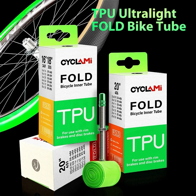 

CYCLAMI TPU Folding Bike Inner Tube French Valve Ultralight Bicycle Inner Tube Tire Interior Tyre Accessories 349 355 406 451